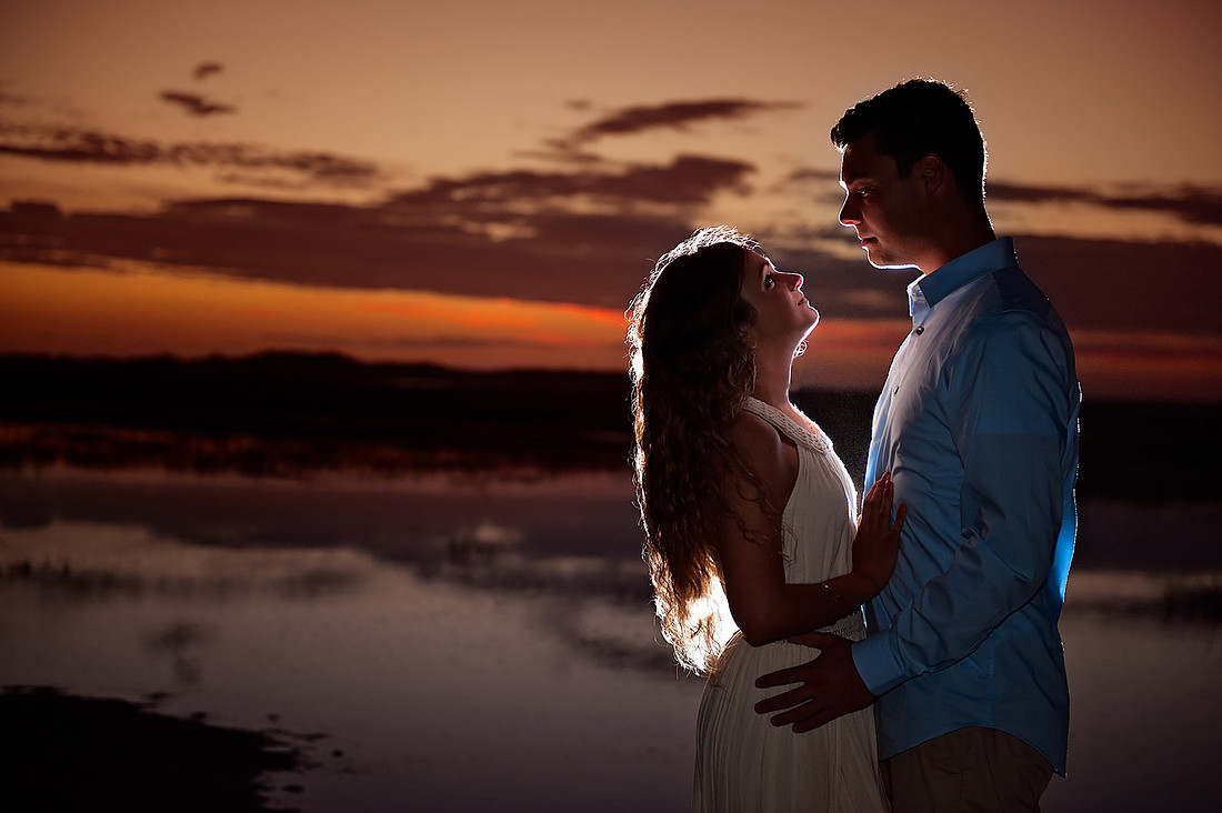 folly beach, beach, sunset,  beach dress, couple, summerville photographer, family photographer