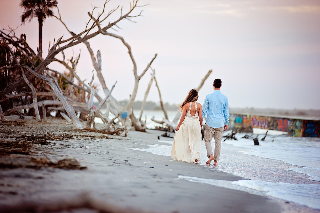 folly beach, beach, sunset,  beach dress, couple, summerville photographer, family photographer
